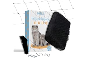 NEEZ Katzennetz für Balkon & Fenster I inkl. Befestigungsset I Befestigung ohne Bohren Schwarz (3x6m)