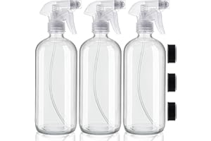 BELLE VOUS Mehrweg Sprühflasche Leer Zerstäuber Flasche Glas (3 Stk) – 500ml Sprayflaschen Set Nachfüllbar Auslaufsicher mit Sprühkopf Pumpe 2 Stärken für Reinigungsmittel, Wasser, Ätherisches Öl