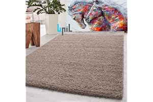 BPIL Shaggy Rug - Soft, Thick Pile, Non-Slip, Machine-Woven, Modern Area Rug - 160X230CM, Beige - Ideal for Living Rooms, Bedrooms & Lounges - Durable Polypropylene