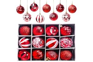 Gxhong Bolas de Navidad, 12 Piezas de Adornos de decoración de árboles de Navidad, Adornos de Navidad Bolas de árbol de Navidad Brillantes y Mate ∅ 6CM (Rojo)