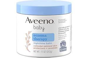 Aveeno Baby Bálsamo nocturno para terapia de eccema con avena coloidal natural para aliviar el eccema, 325 ml.