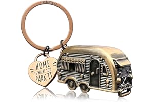 LANOLU Breloczek do kluczy do przyczepy kempingowej, prezent na kemping i do kampera, akcesoria z metalu