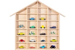 Creative Deco Bacheca da Parete Portaoggetti, Scaffale Legno a Forma di Casa | Espositore con Divisori 26 Scomparti | 56 x 50 x 3,5 cm | Mensola, Vetrina Espositiva per Stoccaggio e Decorazione