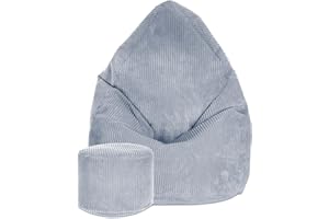 DreamRoots Pouf Poltrona Sacco Moderno e Morbido di Velluto - Poltrona Sacco Pouf 80x80x120 cm Include Poggiapiedi e Fodera - Puffo per Sedersi - Pouf Poggiapiedii - Bean Bag