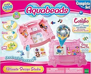 Aqua Beads 65502 Aquabeads Ultimate Design Studio Playset 1200 Piece Classic And Jewel Starter Set Bead Art Craft Amazon Co Uk Toys Games