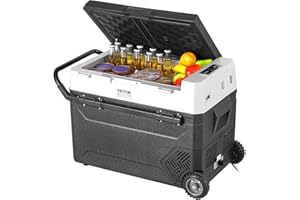 VEVOR Réfrigérateur Portable à Compression 60 L, Mini Frigo de Voiture 12 V, Glacière sur Roulettes à Zone Unique, Température Réglable -20 °C à 20 °C, pour Camion Bateau Maison Camping Extérieur