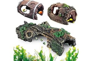 FuYelng 3 stycken akvariedekoration grotta, akvariedekoration trädstam gömställe utsökt akvarium dekorationsset, för små räko