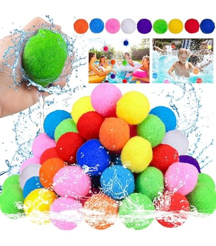 Ballons D'eau Réutilisables Kiddospace - 30/50/60 Balles En éponge Absorbante - Couleurs Vives - Pour Jeux D'eau, Plage, Piscine - Sac De Rangement Inclus