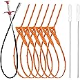 35.5inch Drain Clog Remover(1pcs), 25inch Drain Snake Hair Remover(6pcs) ＆ Cleaning Brush(2pcs), Hair Catcher Drain Auger Cleaner Tool Set for Toilet, Kitchen Sink, Bathroom Tub, Sewer, 9 Pack