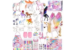 NEMMXUB Unicornios para Niñas Figuras para Pintar Kit con 57 Unicornios Manualidades Niñas, Juguetes Niña 3 4 5 6 7 8 9 10 Años Regalos Niña, Cumpleaños, Navidad, DIY Glow in The Dark Pintura