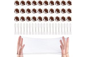 SUKEVITOR 30Pcs Invisible Hair Net for Woman, Hair Nets with 20Pcs U Shaped Pins for Women Buns, Invisible Elastic Edge Mesh for Women Girls Ballet Dance (Brown)
