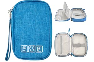 Ruyosn Organizer na kable torba wodoszczelna, mała torba na kable torba na dysk twardy elektroniczna torba organizer akcesoria elektroniczne organizer kabel podróżny, Niebieski