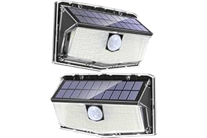 AloftSun Solar Lights Outdoor Garden, Big Size 300 LED Solar Motion Sensor Lights Outdoor IP67 Waterproof 3 Modes 270° ｰWide Angle Outdoor Solar Wall Lights for Garden, Front Door, Yard, Garage-2 Pack