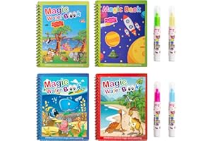 LTMMC 4 Pcs Magic Water Colouring Books, Reusable Water Painting Books for Kid, Kids Educational Toys Travel Toys