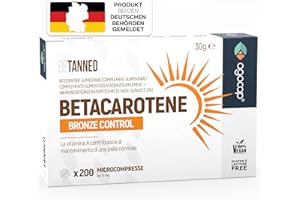 AGOCAP BETA CAROTIN - Bräunungskapseln, 200 Mikrocpr. Betakaroten gold, und Vitamin A. Beta carotin kapseln, Bräunungsbooster - Fördert die Produktion von Melanin für goldene Haut. Beta carotin hochdosiert