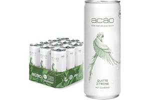‎ACÁO acáo Quitte-Zitrone, Bio-Erfrischungsgetränk mit Guaraná (12 × 250 ml Dose) – die gesunde Alternative zu Energy Drinks – kalorienarm, bio & vegan