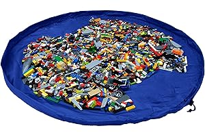 JJ PRIME-Bolsa Almacenamiento Juguetes | Alfombra Juegos Bebes Plegable | Bolsa Grande Almacenamiento -Limpieza Rápida Bolso Bebe Juguete (150cm,Azul)