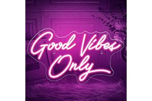 Timogift Good Vibes Only Neon Signs for Wall Decor, Pink LED Sign for Bedroom, Party, Bar, Salon, Room, Wall Decor, Wedding, Bar, Home, Girl Cave - Best Gifts for Christmas, Birthday