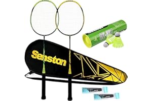 Senston Juego de raquetas de bádminton de grafito, peso ligero, color amarillo y verde