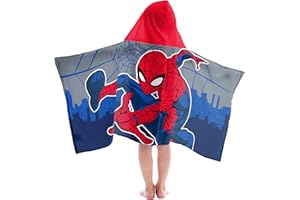 Jay Franco Marvel Spider-Man – Kapuzenponcho-Badetuch 56 x 130 cm, 100% Baumwolle, Umkleideponcho für Kinder