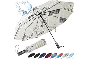 inaWarm Parapluie Pliant Automatique, Parapluie Compact Solide Anti Vent avec Revêtement en Téflon 210T et 10 Baleines en Fibre de Verre, Parapluie de Voyage pour Hommes et Femmes