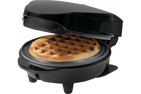 Bestron Mini gaufrier pour gaufres classiques, Petit gaufrier avec revêtement anti-adhésif, pour les anniversaires d'enfants, les fêtes de famille, Pâques ou Noël, Design rétro, Couleur: Noir