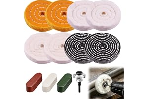 ZHIVEMEi 100 mm polerskivor set 12 delar med 8 flubbskivor | Bomull | Flanell | Denim | 3 poleringspastor