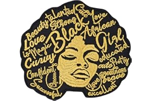 EXPRESS-STICKEREI Écusson Thermocollant "Afro Girl" - Écusson brodé avec une fille afro | Motivation pour fille noire | Vintage à coudre/à repasser | 90x85mm