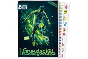 ‎HÄFFT Häfft® Hausaufgabenheft Grundschule 2025/2026 A5 "Fußball" Das Grundschul-Hausaufgabenheft inkl. Lerntipps, Sticker, Denkspiele - nachhaltig & klimafreundlich