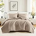 Comfort Spaces All Season, Lightweight, Coverlet Bedspread Bedding, Matching Shams, Fabric, Taupe, Quilt Full/Queen(90"x90")
