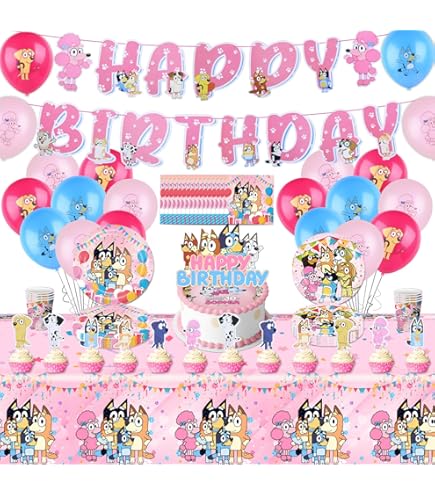 Party Supplies Kit Cherry Birthday Party Decorations Set - 132 Piece Tableware Kit With Plates, Banner, Tablecloth & Cake Topper Birthday Cake Decorations