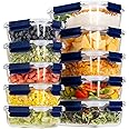 HOUSZY Glass Food Storage Containers, Set of 10 with Snap-Lock Lids Meal Prep Lunch Boxes with Airtight Lids, BPA Free Leakproof, Freezer & Oven-Safe (Blue)