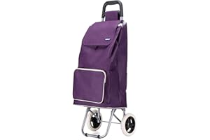 AEROSTAR Lightweight Aluminium Shopping Trolley on Wheels - 59L Capacity, Durable, Easy to Maneuver & Fold for Convenient Storage – Ideal for Groceries, Laundry, and Errands (Purple)