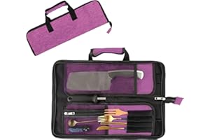 HJSSAA Knife Bag, Chef Knife Roll Bag, Chef's Knife Bag, Heavy Duty Oxford Knife Bag with 13 Slots, Easy Carry Handle and Shoulder Strap, Kitchen Storage for Travel, Camping, rose, Classic