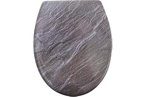 Yelcona WC-Sitz Duroplast,max. Belastung der Klobrille 150 kg Toilettensitz mit Absenkautomatik und Schnellverschluss für die einfache Reinigung, (Granit)