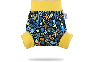 Petit Lulu Pull Up Cloth Nappy Wrap | Size L | Washable Diaper Wrap | Pull On Cloth Nappies | Made in Europe (Ocean Treasures)