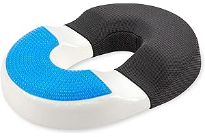Vitabo Ergonomiczna poduszka do siedzenia w kształcie litery O z warstwą żelową I poduszka na obrączkę z pianki memory (czarna)