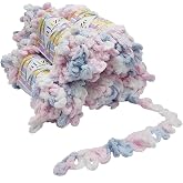 5 x 100 gram &ouml;rg&uuml; y&uuml;n&uuml; Alize Puffy Color, 500 gram parmak &ouml;rg&uuml;s&uuml; - y&uuml;n &ccedil;ok renkli s&uuml;per hacimli, ilmik y&uuml;n, iğnesiz &ouml;rg&uuml; (bey