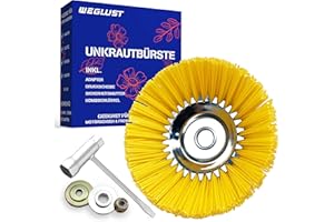 WEGLUST Spazzola in nylon per decespugliatore, 200 x 25,4 mm, con spazzola metallica e setole in nylon (giallo)
