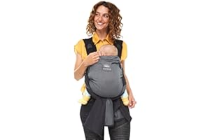 manduca DUO Porte-Bebe > grey/gris < Porte Bébé & Echarpe de Portage Bebe en même temps, Système Innovant Click&Tie, Ceinture Ventrale en Option, Coton Biologique, Nouveau-nés & Enfants 3,5-15kg