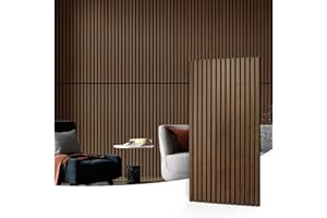 Art3d Wood Slat Acoustic Panels for Wall and Ceiling - 3D Fluted Sound Absorbing Panel with Wood Finish 4pcs - 47.2＊23.6in. - Dark Walnut Covering 2.88㎡