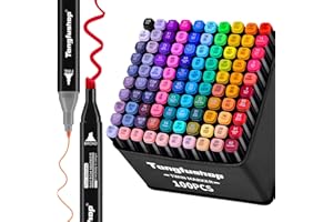 Tongfushop 100 Couleurs Feutre a Alcool, Feutres Coloriage Adulte, Marqueurs Double Pointe avec Pochette de Transport et Espaceur, Séchage Rapide Marqueur Permanent pour Animation Art Esquisse