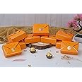 SATYAM KRAFT 10 Pcs Gift Box Small Decorative Folding Paper Storage Box for Return Gift,Boxes,Perfect for Christmas,Birthday,Gift box,Xmas Gift,Engagement,Dry Fruits Gifting and Wedding Invitations (Pack of 10) (Orange)