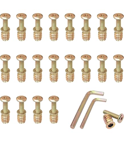 LBY 25-Piece 1/4 Inch Threaded Insert & Bolt Kit - Zinc Plated Carbon Steel For Furniture - View #4