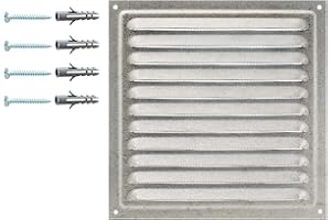 DEMLOU Presa d'Aria in Acciaio Zincato 20 x 20 cm, Griglia di Ventilazione in Metallo con Rete Protettiva, Griglia di Ventilazione per Interni/Esterni, Griglia di Ventilazione in Metallo con Rete.