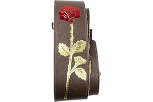 P PERRI'S LEATHERS LTD. Perri's Leathers Ltd. - Sangle de Banjo - Cuir - Gaufrage en Feuille - Brun - Ajustable - Fabriquée au Canada (P25EBJBR-101)