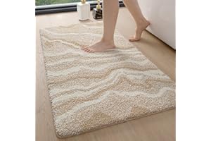 DEXI Tapis Salle de Bain Antidérapant 61 x 92 cm, Super Absorbant, Design Moderne, Lavable en Machine, pour Baignoire, Douche, Chambres, Beige
