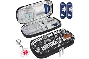 ‎KEKHEALTH KEKHEALTH Insulin Pen Kühltasche Reisen mit QR Medizinischer Warnung,Tragbarer Medikamenten Kühltasche klein,Insulin Kühltasche Diabetiker Tasche mit 2 Kühlung(Diamant)