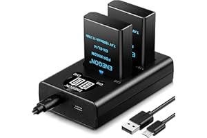 ENEGON EN-EL14 Batería de Repuesto Paquete de 2 y Smart LED Cargador Dual USB para Nikon EN-EL14/EL14a D5600 D5100 D5200 D5300 D5500 D3100 D3200 D3300 D3400 D3500 Coolpix P7000 P7100 P7200 P7700