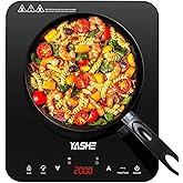YASHE Induction Hob - Portable Induction Cooktop, 10 Power Settings &amp; 10 Temperature Settings.2000 Watt Induction Board, 4 Ho